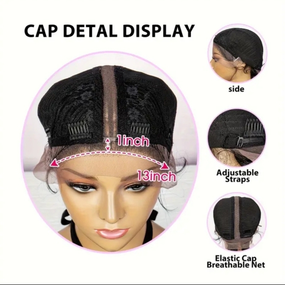 Hand Braided Synthetic Deep Wave Lace Wig plus free zippered wig bag with hanger - Picture 10 of 10